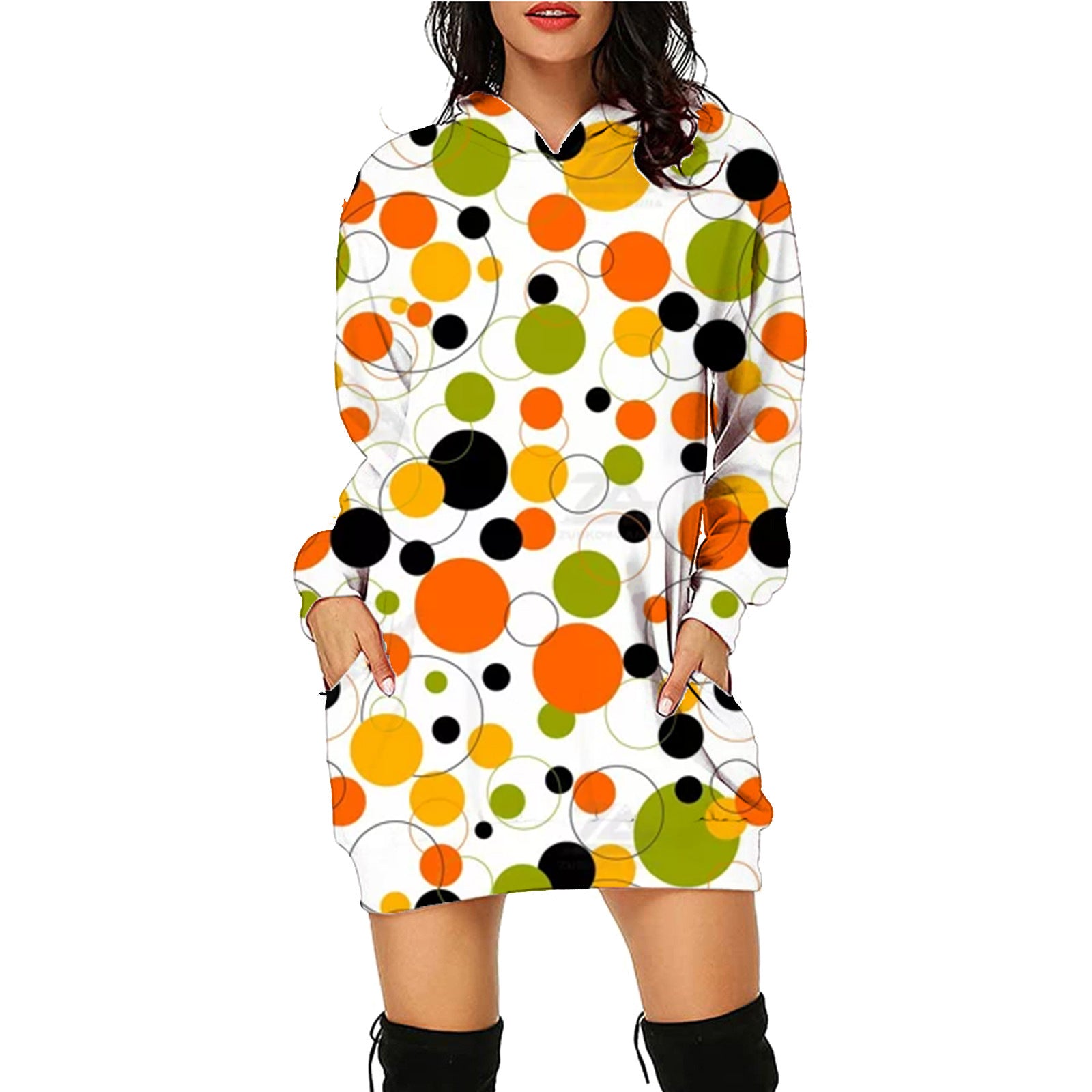 Halloween Print Long Hoodie With Pockets Sweater Long Sleeve Clothes Women Image