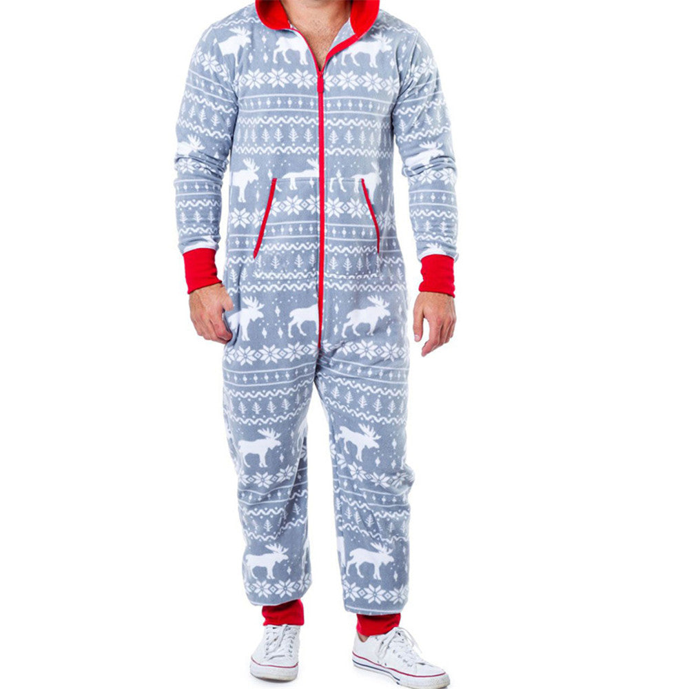 Christmas Family X'mas Costume Snowman Striped Print Jumpsuit Pajama Image