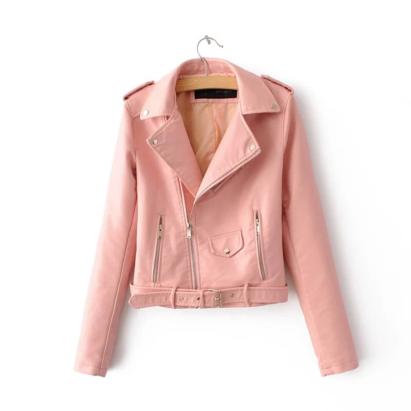 2021 autumn and winter women's clothing coat Korean version of the Korean version of women's leather jacket fashion women's clothing wholesale Image