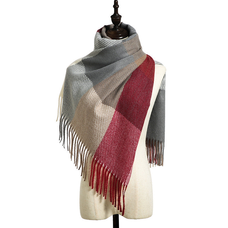 New Cashmere Tassel Thickened Cold And Warm Scarf Image