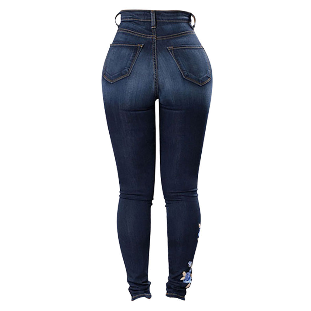 European and American embroidered jeans Image