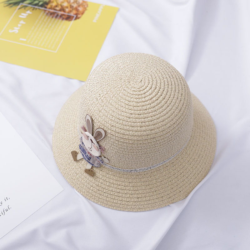 Cute Rabbit Decoration Bag Two-Piece Straw Hat Image