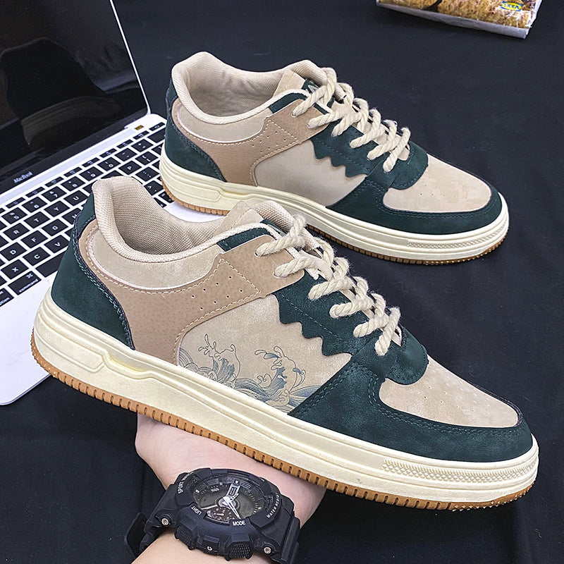 Lace-up Casual Shoes Men Soft Thick Sole Fashion Comfortable Breathable Flats Sneakers Student Platform Outdoor Walking Shoes Image