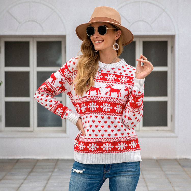 Christmas sweater snowflake pullover women Image