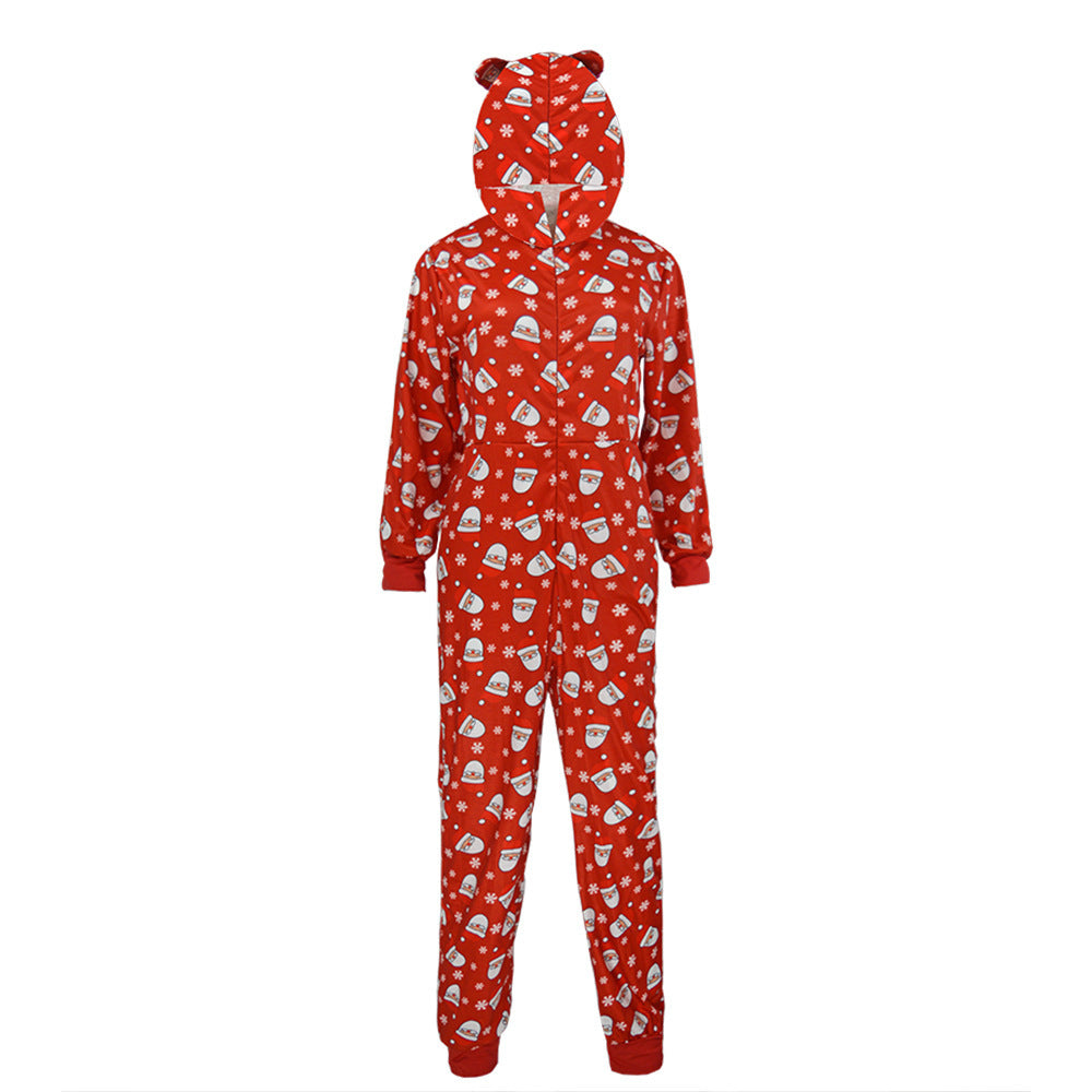 Christmas Family Matching Onesis Sleepwear Jumpsuit Santa Claus Long Sleeve Hooded Homewear Xmas Romper Nightwear For Kid Adults Image