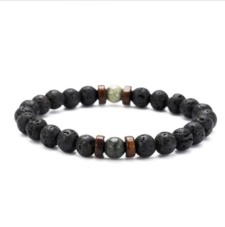 Personality Men's Black Volcanic Stone Bracelet Image