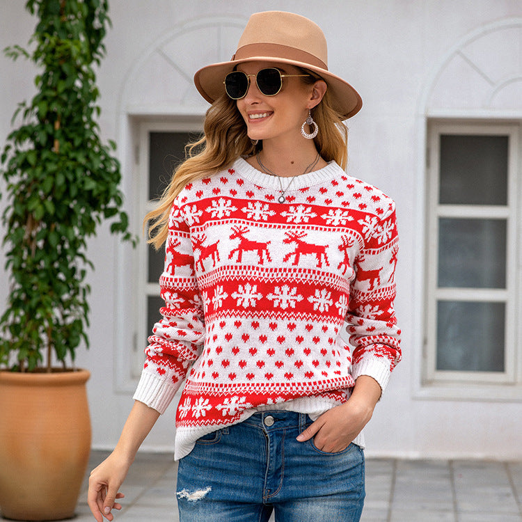 Christmas sweater snowflake pullover women Image