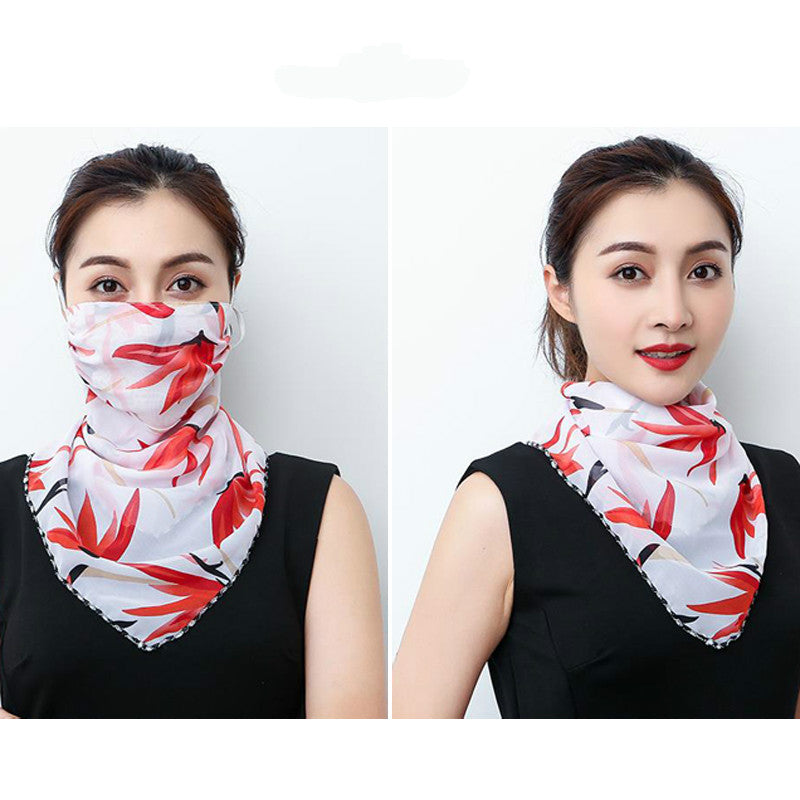 Hanging Ear Thin Face-covering Scarf Triangle Veil Scarf Image