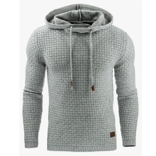 Men's Jacquard Sweater Long-sleeved Hoodie Warm Color Hooded Sweatshirt Jacket Image