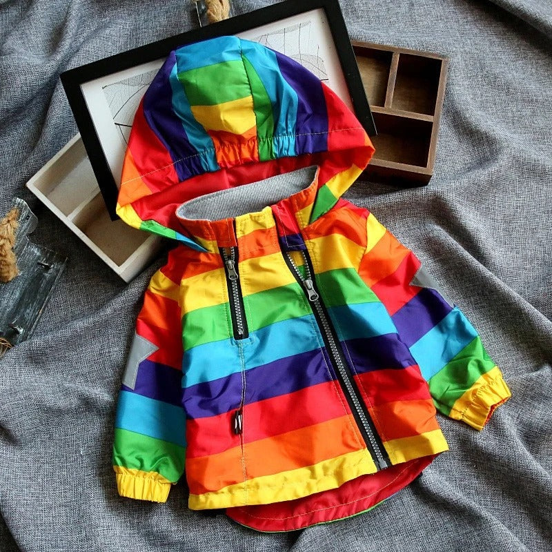 Kids Rainbow Hooded Coat Image