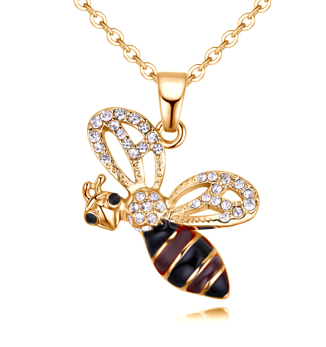 Summer Jewelry Necklace Lady Cartoon Cute Drop Oil Studded Bee Pendant Image