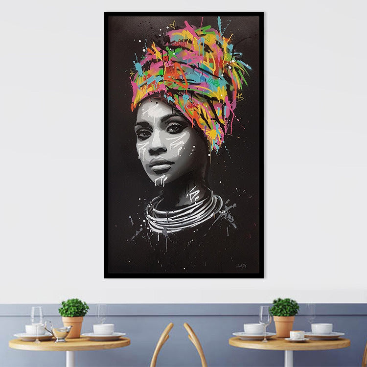 Turban African woman canvas painting Image