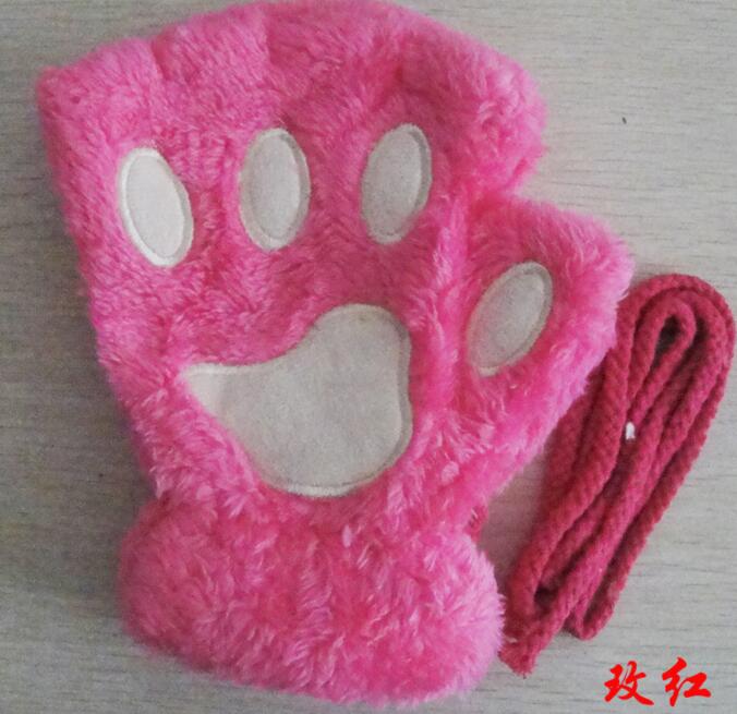 Winter Lovely Half Cover Paw Bear Cat Claw Gloves Short Finger Image