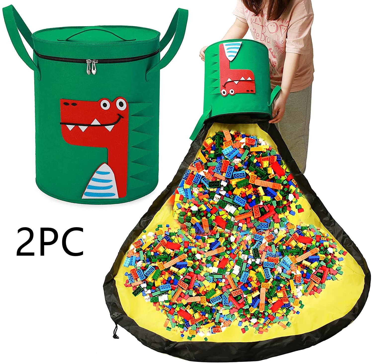 Felt Storage Bag Toy Play Mat 2 In 1 Pull Rope Image