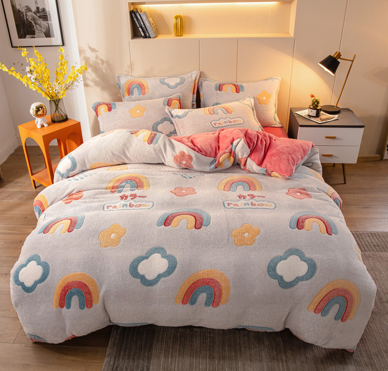 Four-piece Bedding With Velvet Sheets To Keep Warm Milk Velvet