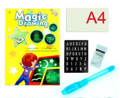 Educational Toy Drawing Pad 3D Magic 8 Light Effects Puzzle Board Sketchpad Image