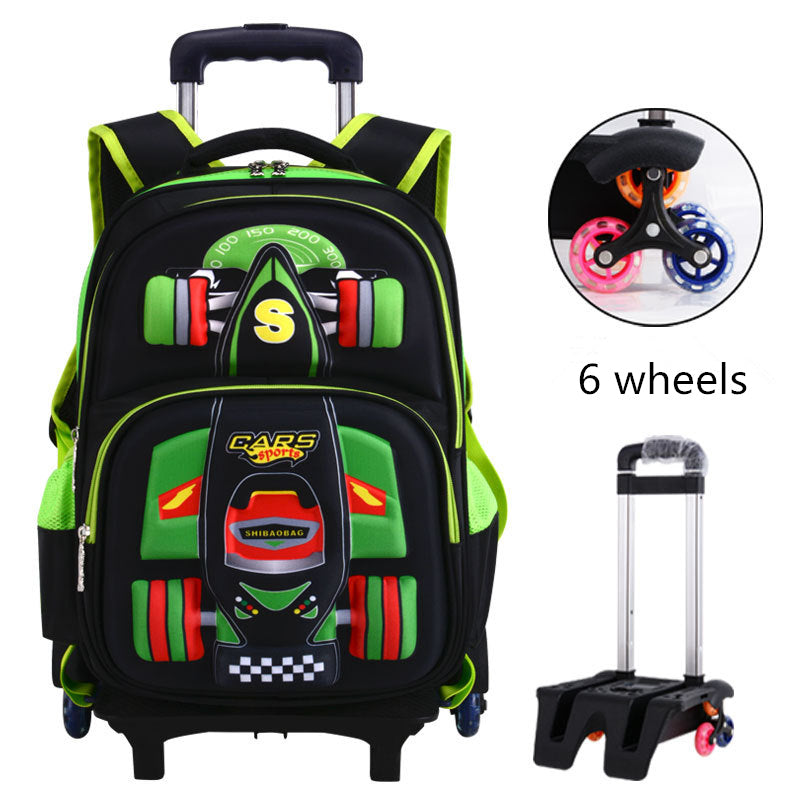 Three Dimensional Car Boys Primary School Trolley School Bag Image