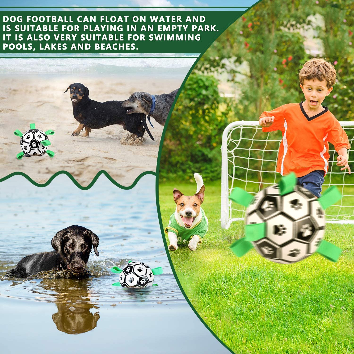 Dog Toys Interactive Pet Football Toys with Grab Tabs Dog Outdoor training Soccer Pet Bite Chew Balls for Dog accessories Image