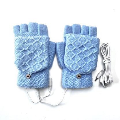 Breathable 5V USB Heated Gloves Winter Heated Gloves Knitted Heating Gloves Knitting Battery Powered Sports Outdoor Hunting