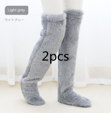 Over Knee High Fuzzy Long Socks Winter Warm Cold Leg Knee Joint Cold-proof Stockings Home Floor Sleeping Socks Image