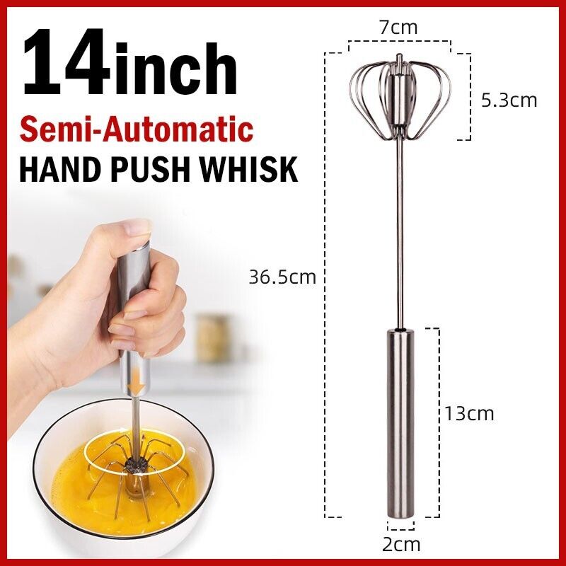 Semi-Automatic Egg Whisk Hand Push Egg Beater Stainless Steel Blender Mixer Whis Image