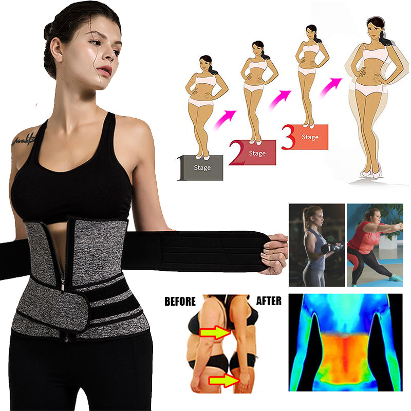 Tummy Sweat Shapewear Bodysuits Women Waist Trainer Slimming 2-3 Belts Workout Shaper Corset Image