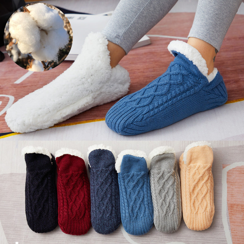 Winter Woolen Socks Women Thicken Warm Home Bedroom Socks Slippers Men Non-slip Foot Warmer Snow Socks Calcetines Mujer Image