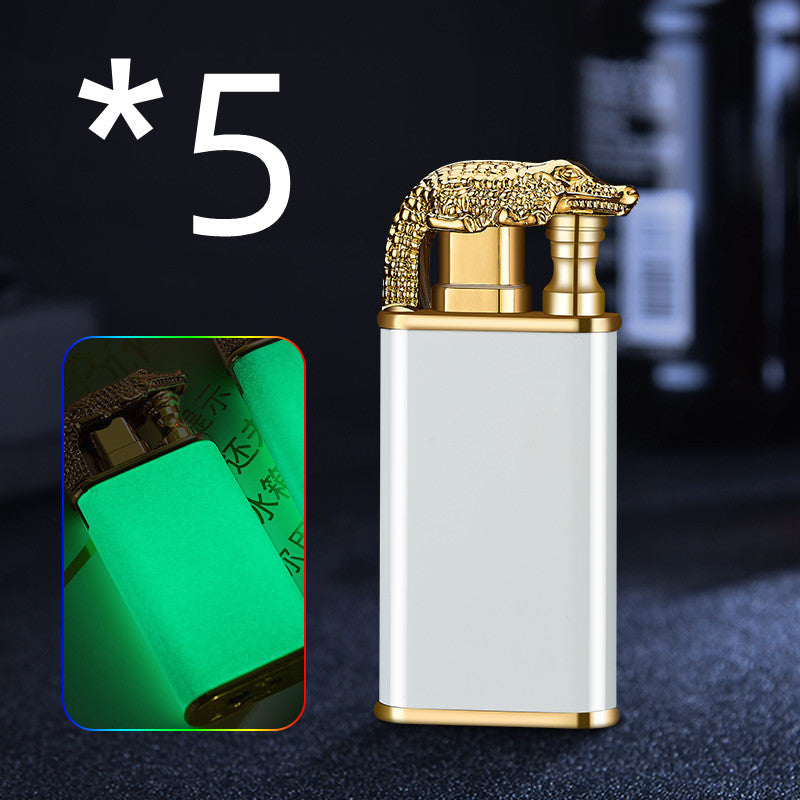 Creative Blue Flame Lighter Dolphin Dragon Tiger Double Fire Metal Winproof Lighter Inflatable Lighter Image