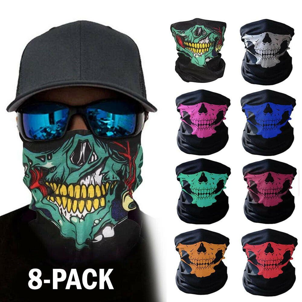 Skull Mask Half Face Bandana Skeleton Ski Motorcycle Biker Balaclava Tube Masks Image