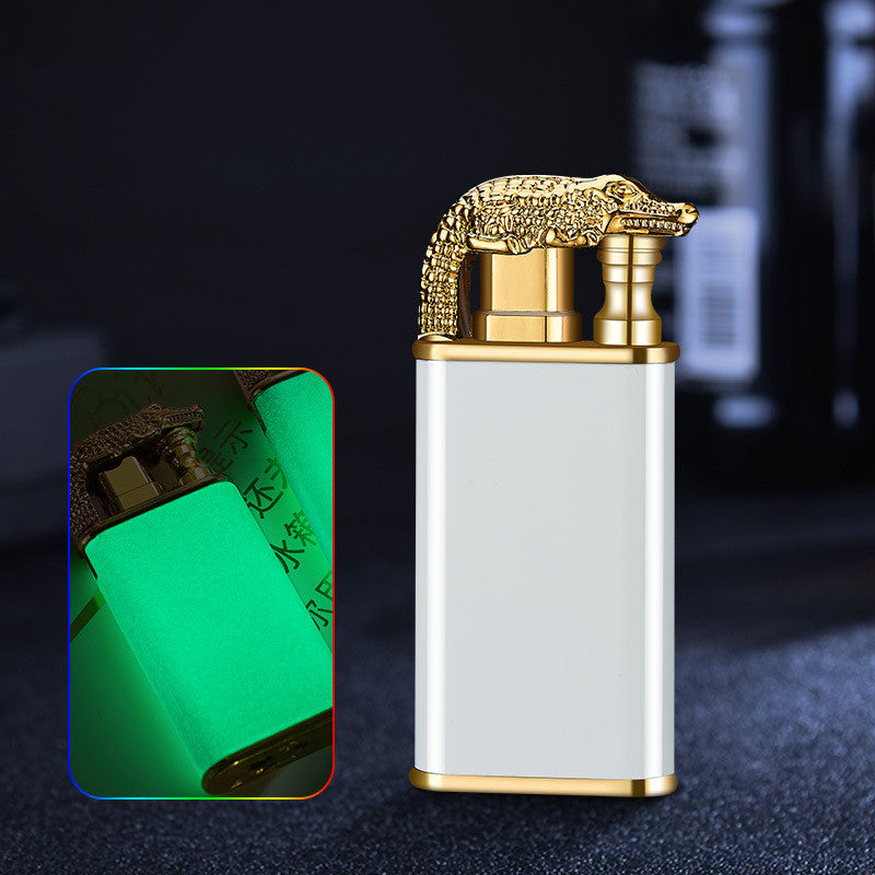 Creative Blue Flame Lighter Dolphin Dragon Tiger Double Fire Metal Winproof Lighter Inflatable Lighter Image