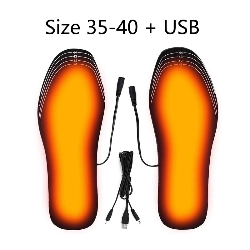 USB Heated Shoes Insoles Can Be Cut Winter Warm Heating Insoles Pad Feet For Boots Sneaker Shoes Image