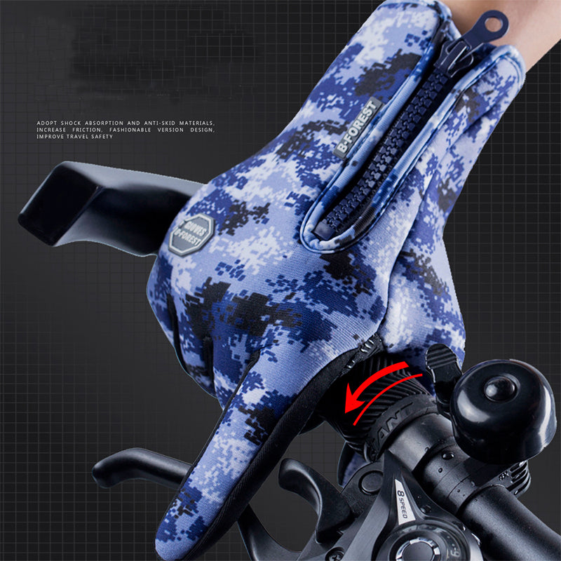 Winter Gloves Touch Screen Riding Motorcycle Sliding Waterproof Sports Gloves With Fleece Image
