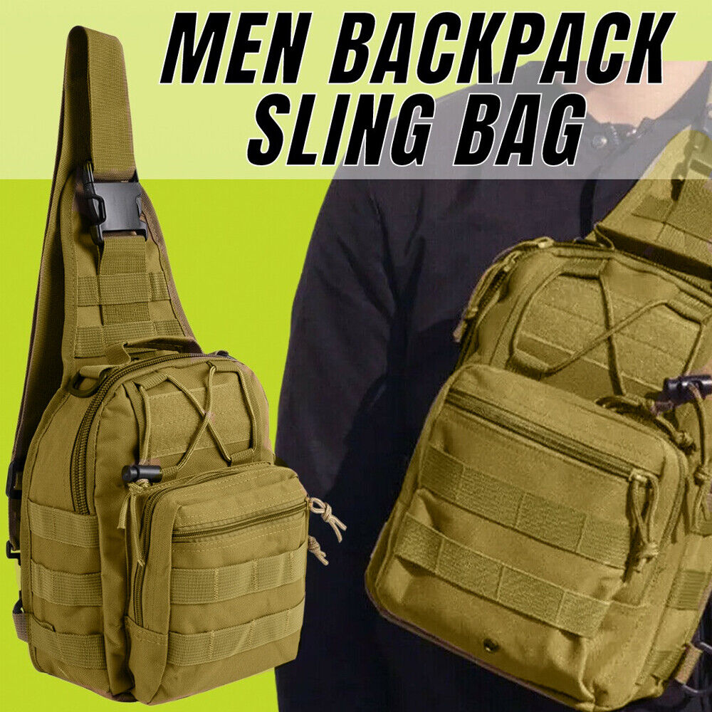 Mens Backpack Waterproof Tactical Sling Chest Pack Shoulder Bag Outdoor Hiking Image