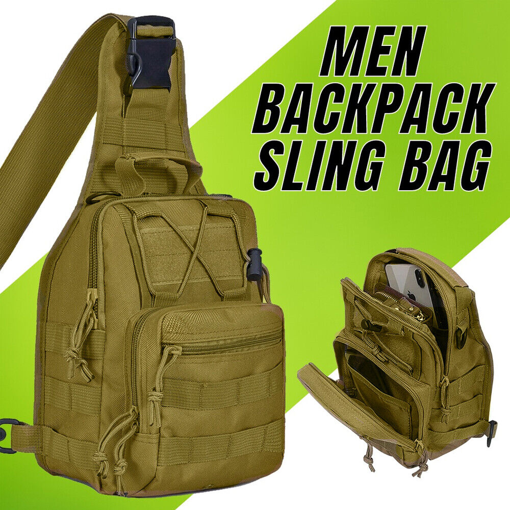 Mens Backpack Waterproof Tactical Sling Chest Pack Shoulder Bag Outdoor Hiking Image