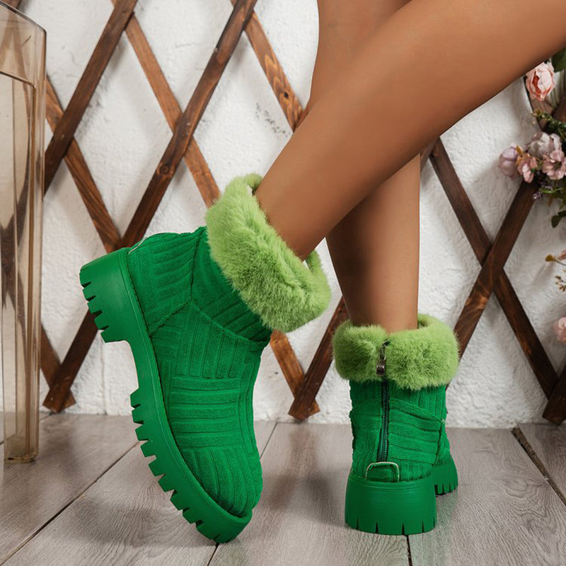 Winter Ankle Boots Fashoin Thick-soled Thickened Snow Boots For Women Plush Shoes Image