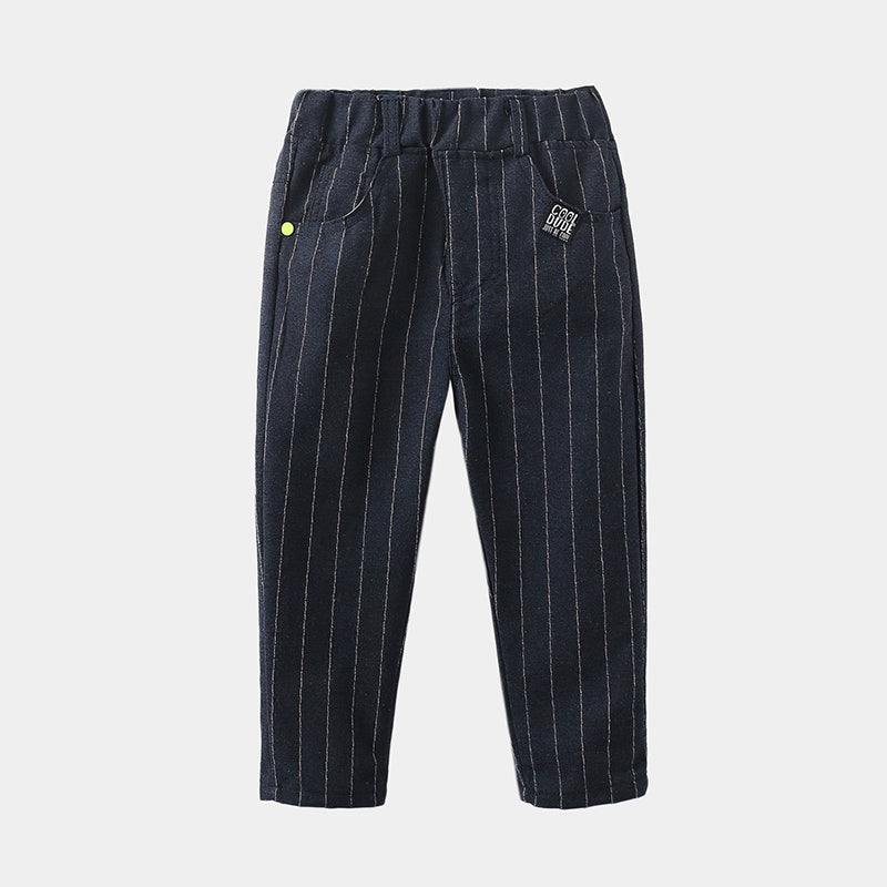 Striped Trousers Boys Kids Kids Elastic Waist Casual Pants Image