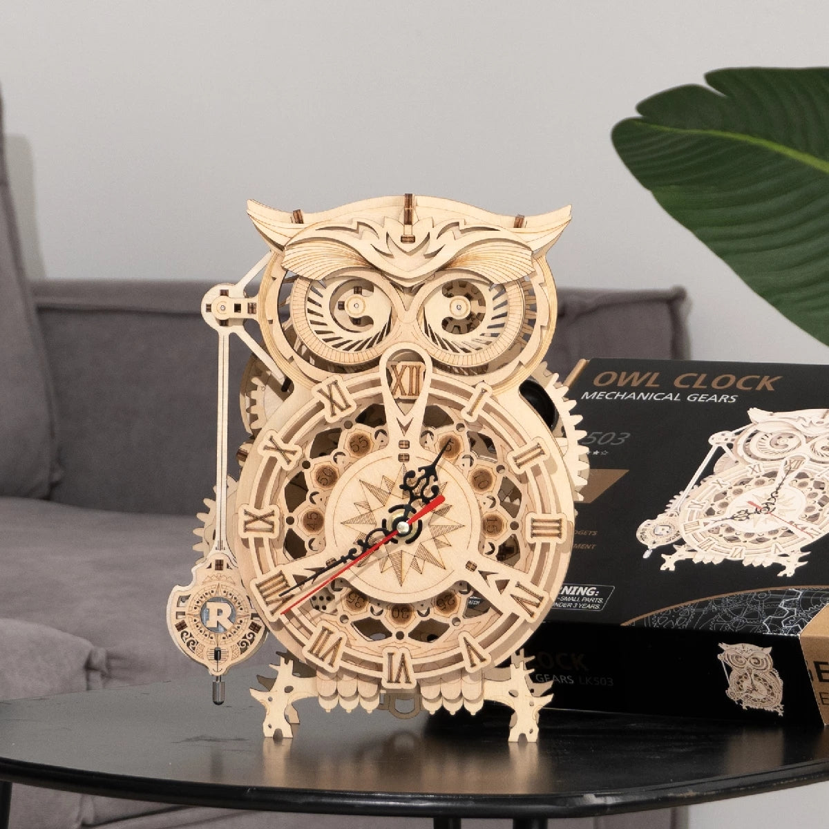 Robotime Rokr Creative DIY Toys 3D Owl Wooden Clock Building Block Kits For Children Christmas Gifts Home Decoration LK503 Image