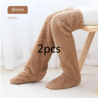 Over Knee High Fuzzy Long Socks Winter Warm Cold Leg Knee Joint Cold-proof Stockings Home Floor Sleeping Socks Image