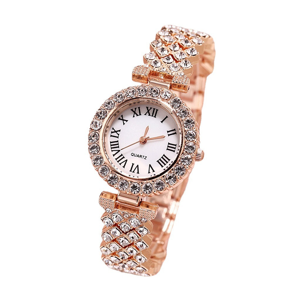 Full Diamond Luxury Bracelet Watch Suit Women's Quartz Image