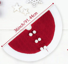 White Pompon Knitted Christmas Tree Skirt  Bottom Apron Shawl Image