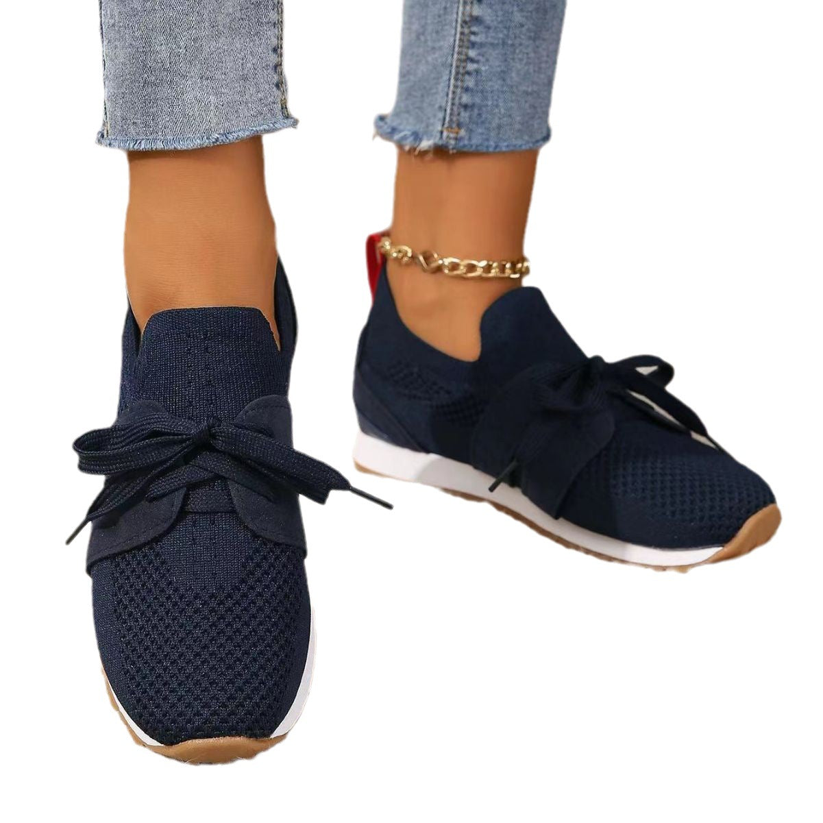 Women's Comfortable Fly Woven Mesh Lace-up Casual Shoes Image