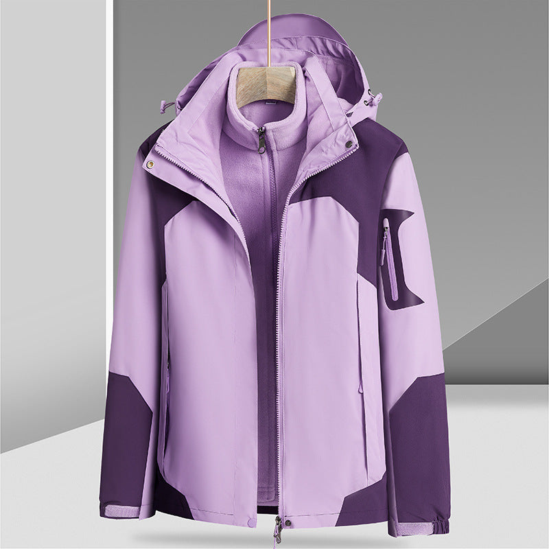 Three-in-one Removable Liner With Velvet Thickening Windproof Waterproof Jacket Image