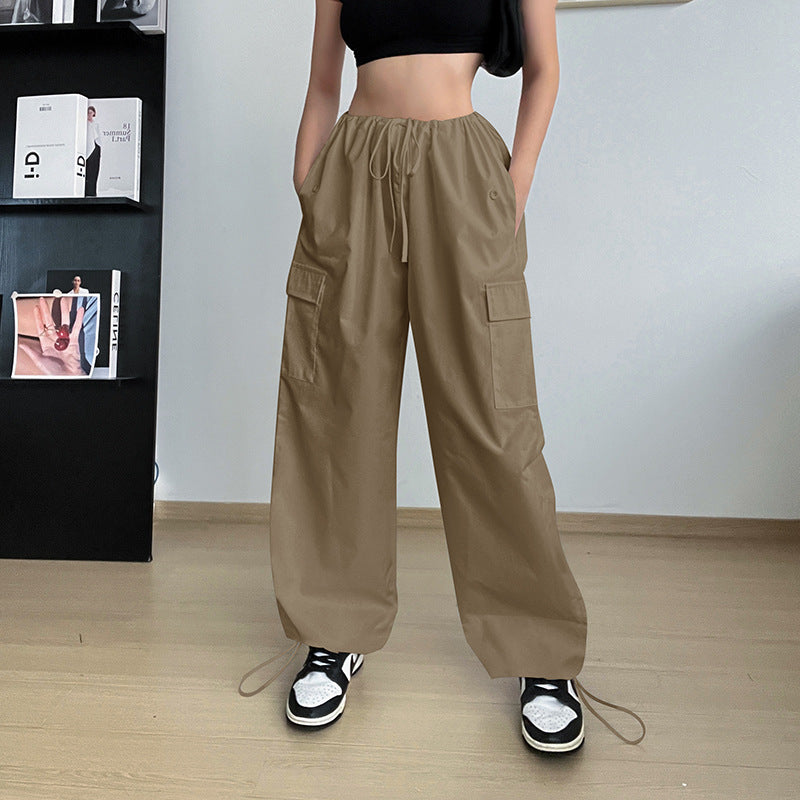 Women's Clothing Wide Leg Loose Plus Size Tether Straight Cargo Pants Women Image