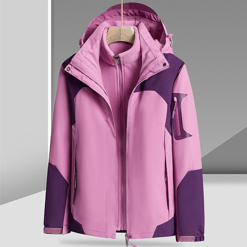 Three-in-one Removable Liner With Velvet Thickening Windproof Waterproof Jacket Image