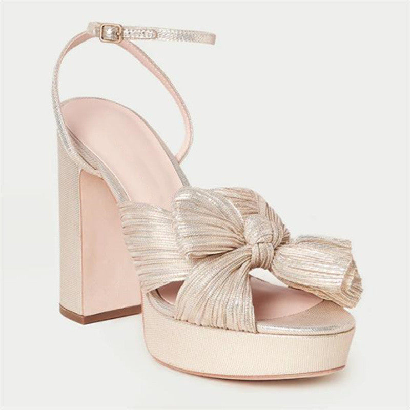 Women's Platform High Heels Fashion Bowknot Sandals Image