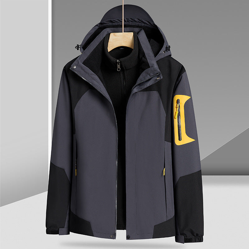 Three-in-one Removable Liner With Velvet Thickening Windproof Waterproof Jacket Image