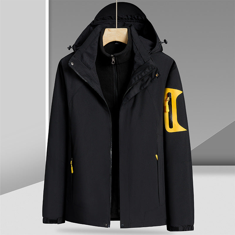 Three-in-one Removable Liner With Velvet Thickening Windproof Waterproof Jacket Image