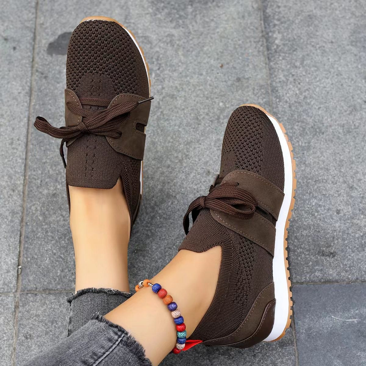 Women's Comfortable Fly Woven Mesh Lace-up Casual Shoes Image