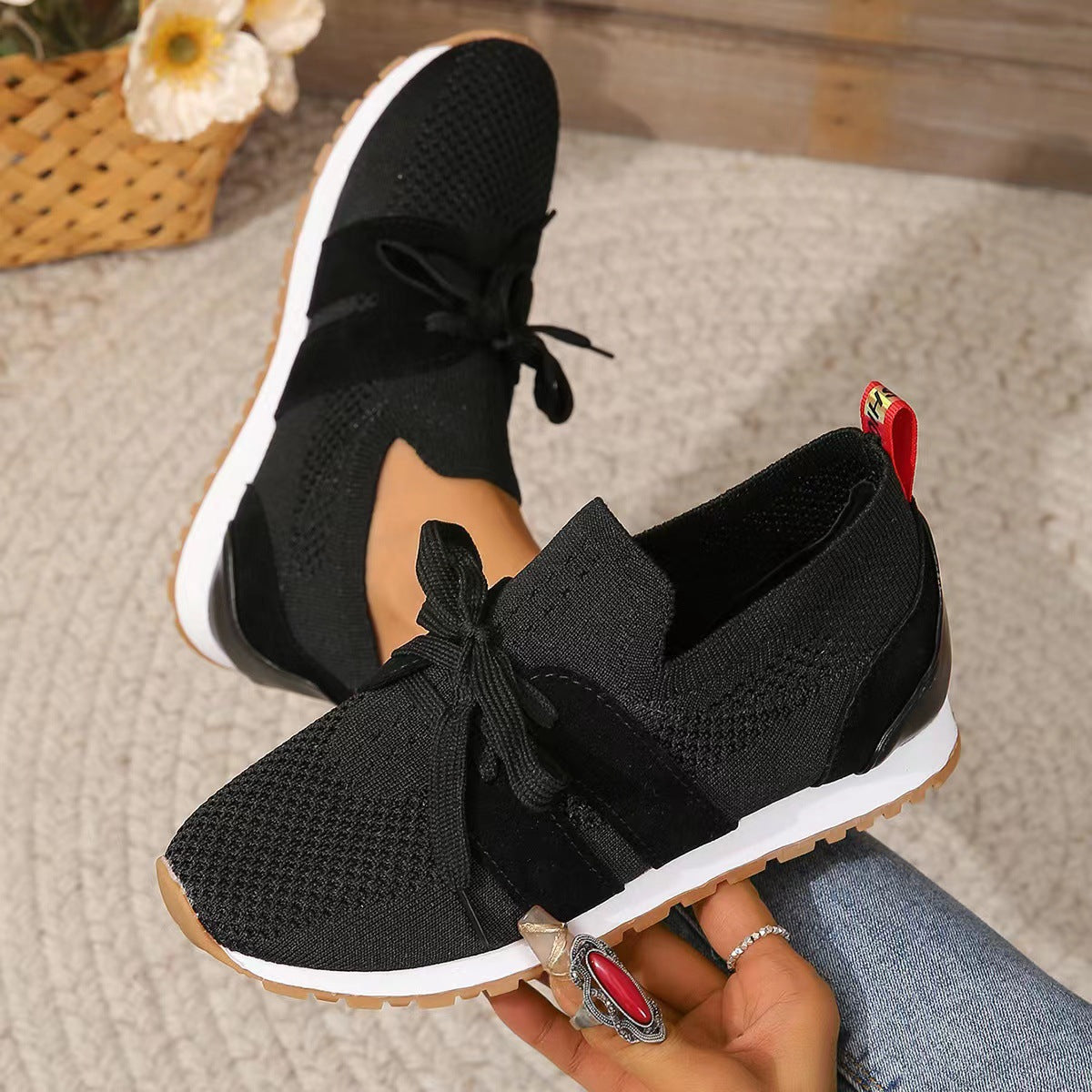 Women's Comfortable Fly Woven Mesh Lace-up Casual Shoes Image