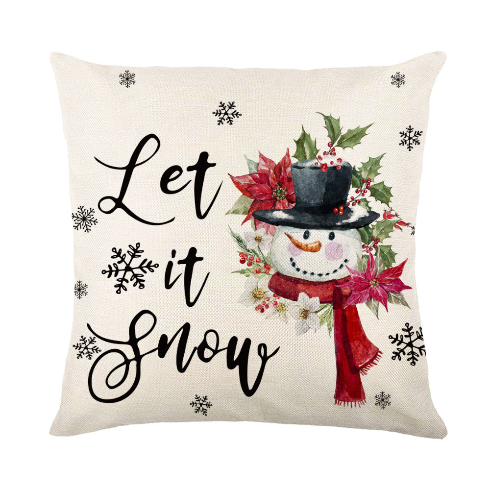 Christmas Decorations Pillow Covers Sofa Square Throw Pillow Cases Stamping Snowflake Waist Cushion Cover Home Bed Decor Image